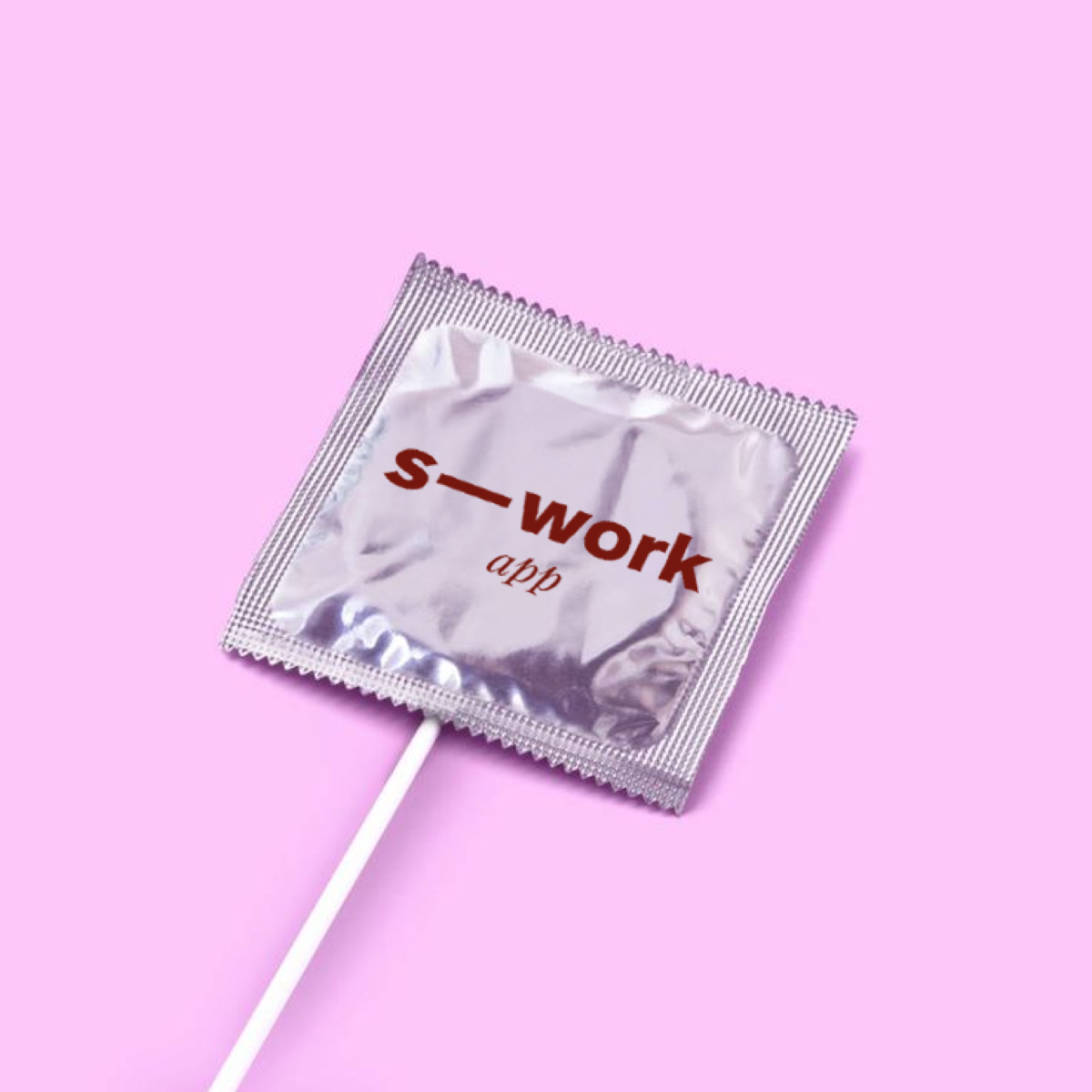 A lollipop wrapped like a condom, branded s-work app